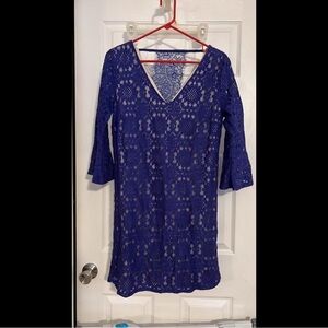 Skies Are Blue Lace Mini Dress in Royal Blue